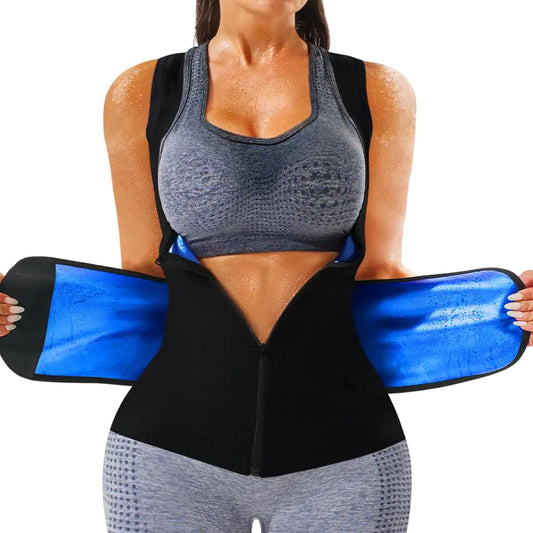 LMCOB Sauna Vest for Women Sauna Waist Trainer Vest Workout Sweat Vest with Zipper Heat Trapping Sauna Suits(LYBH20023-01-L)